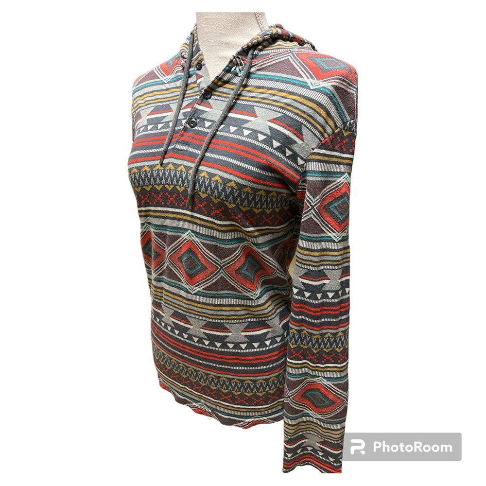 On The Byas Women's Hoodie Pullover Gray Red Size Small - Picture 3 of 5